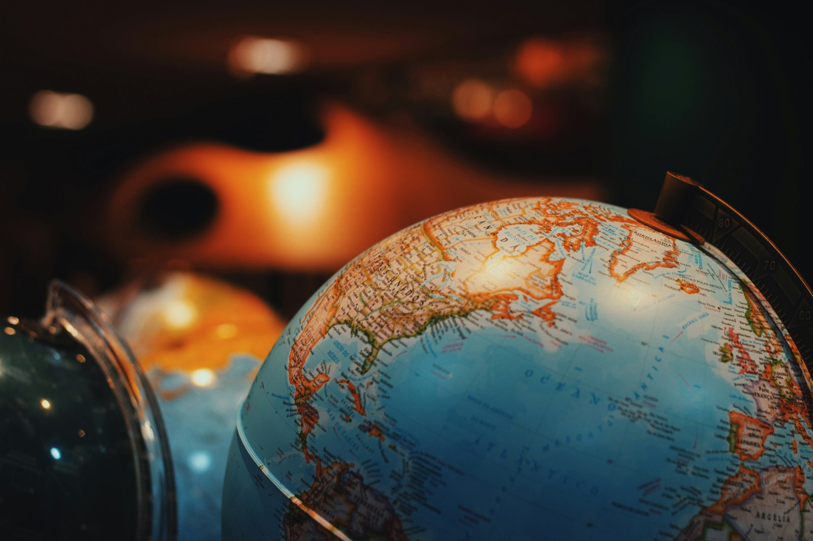 A terrestrial desk globe