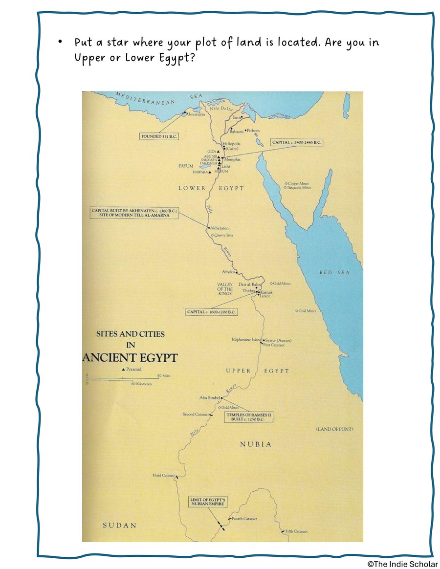 A historical map activity page from the Ancient Egypt workbook