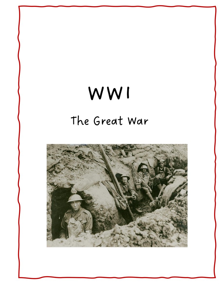 World War I workbook cover page